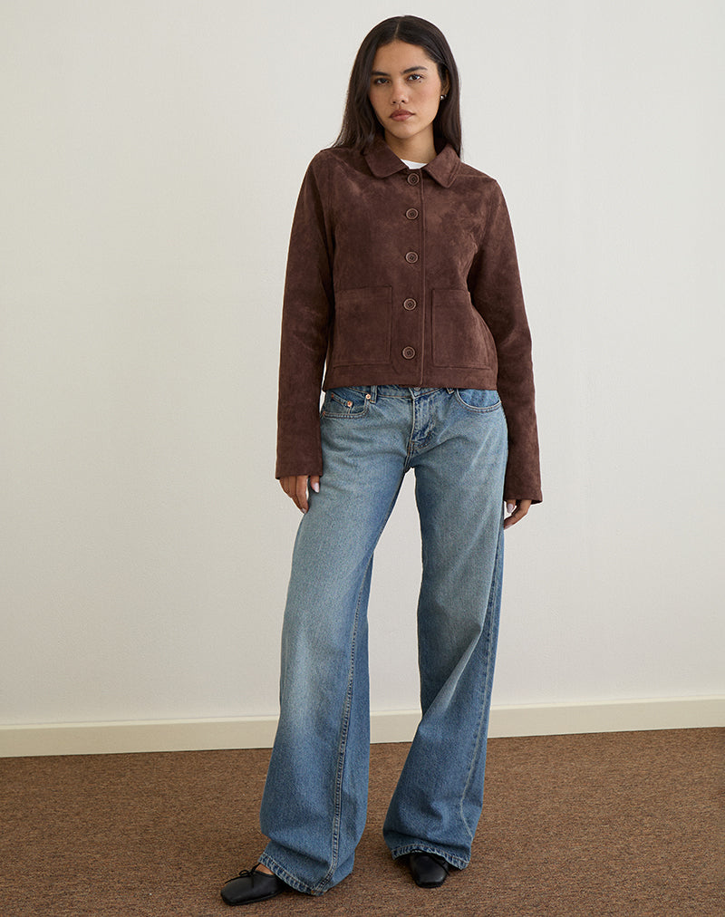 Image of Quincy Cropped Jacke aus Kunstwildleder in Braun