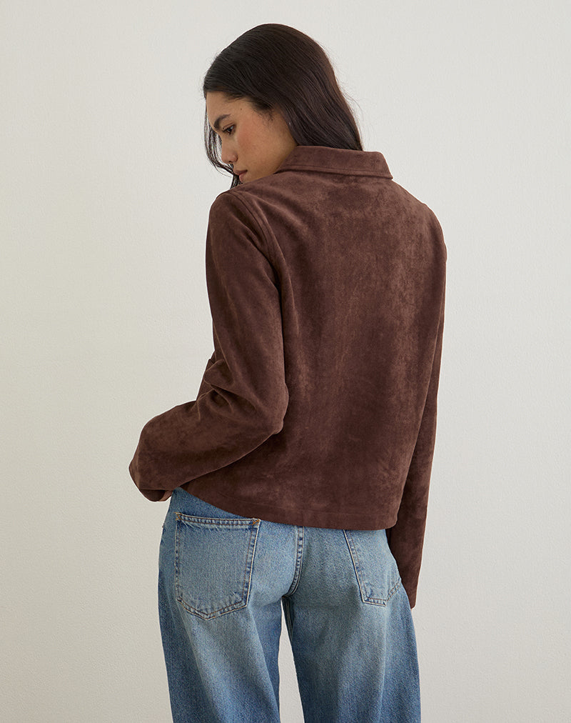 Image of Quincy Cropped Jacke aus Kunstwildleder in Braun