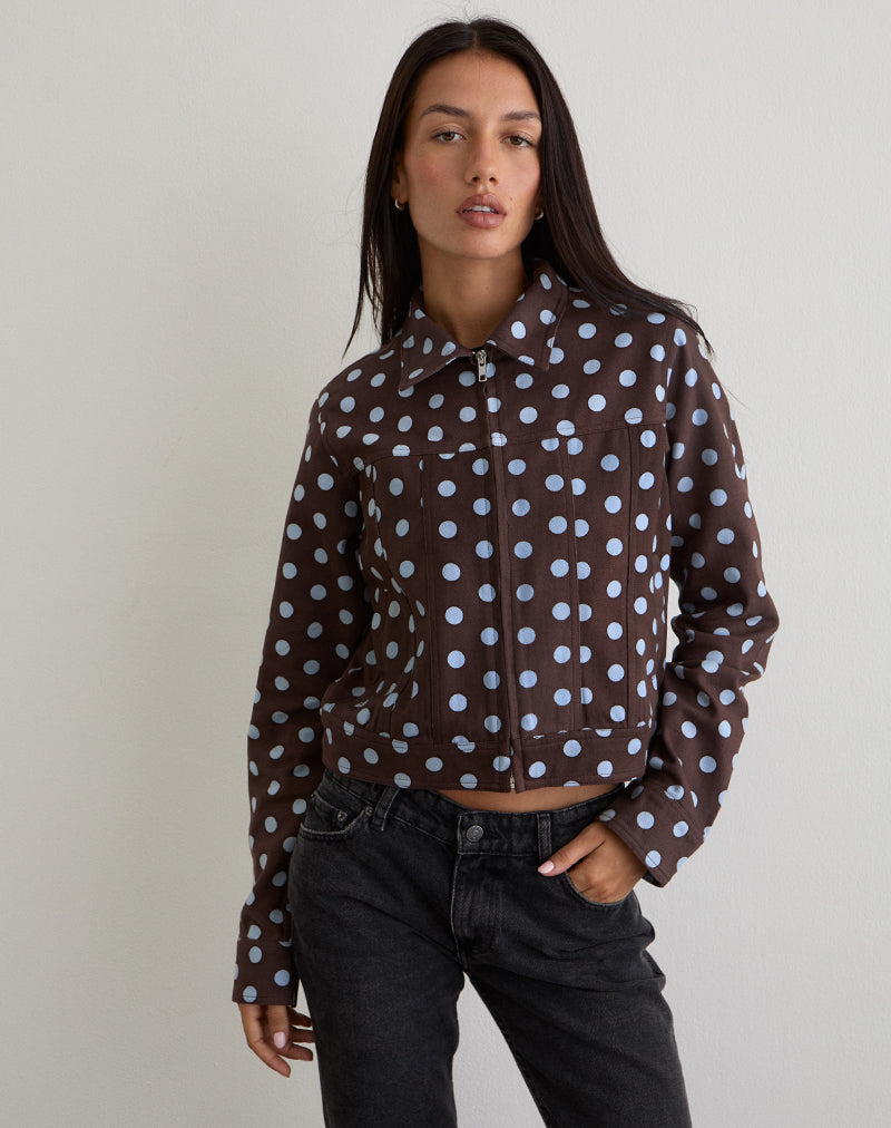 Image of Quorra Jacket in Mono Polka Brown
