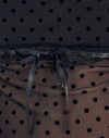 Beflockte Masche Basic Polka Schwarz