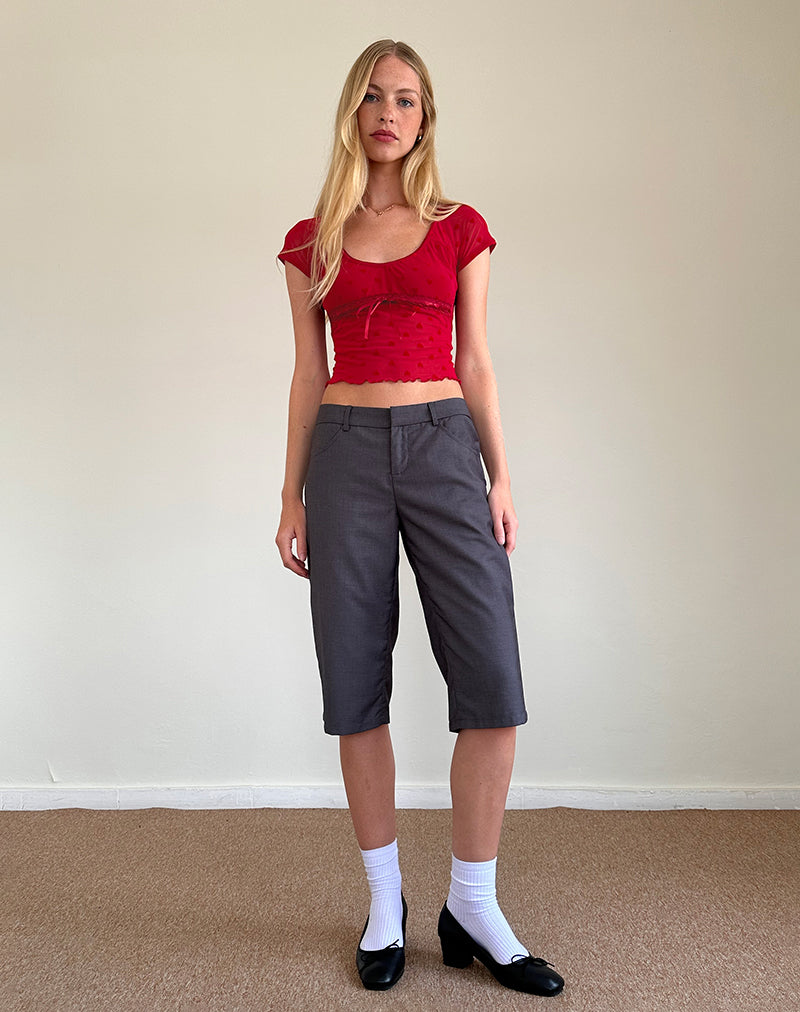 Image of Rada Top in Rot Herz beflockt Mesh