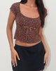 Image of Rada Top in beflocktem Schokoladenbraun Leopard