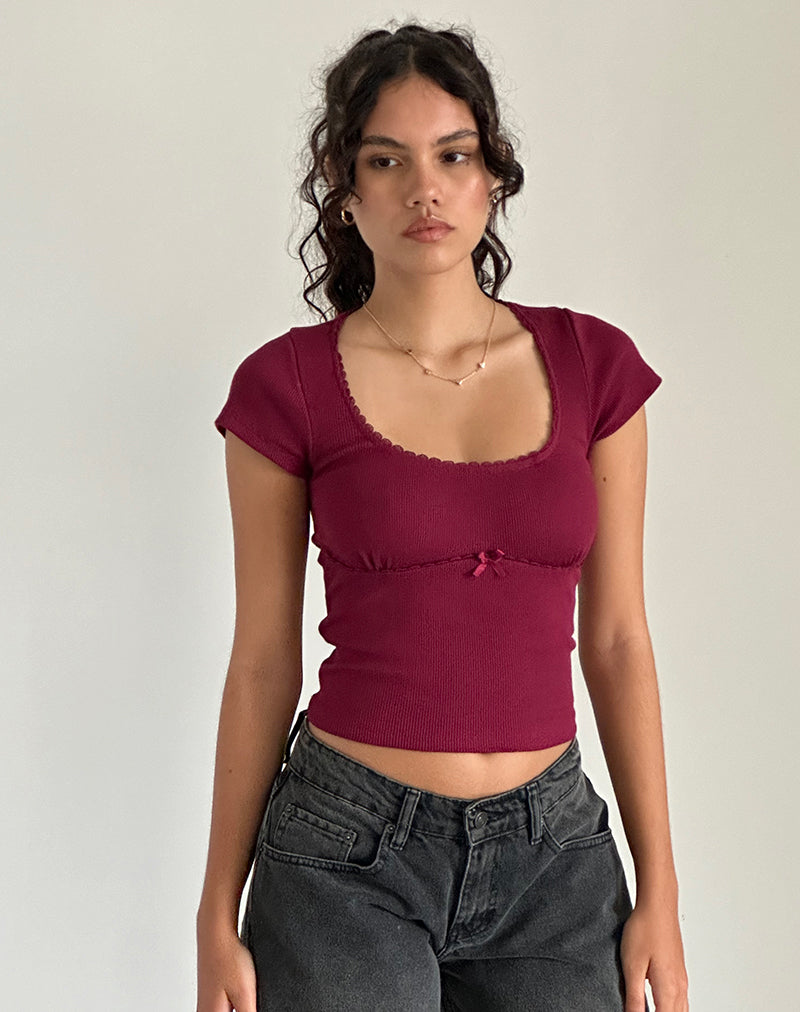 Rada Top in Rippe Burgund