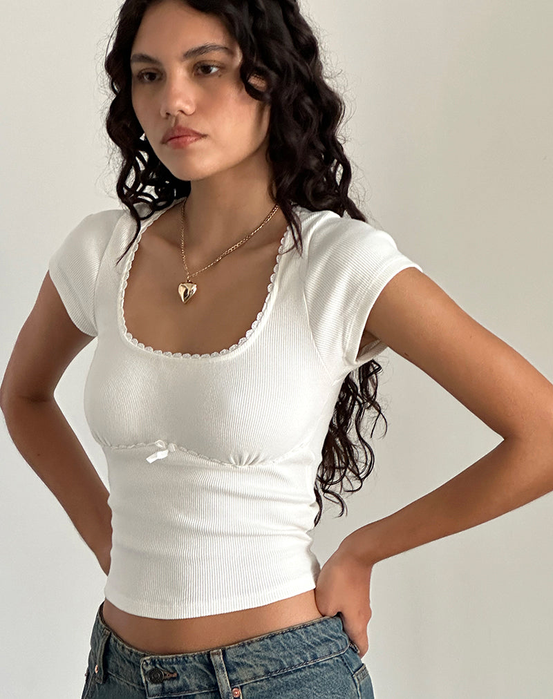 Rada Top aus Rippe Off White