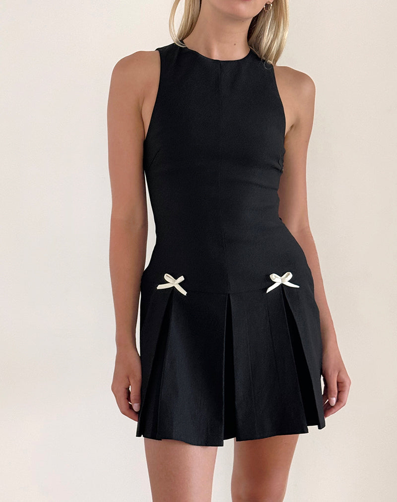 Bild von Radeta Minikleid in Schwarz mit elfenbeinfarbenen Schleifen