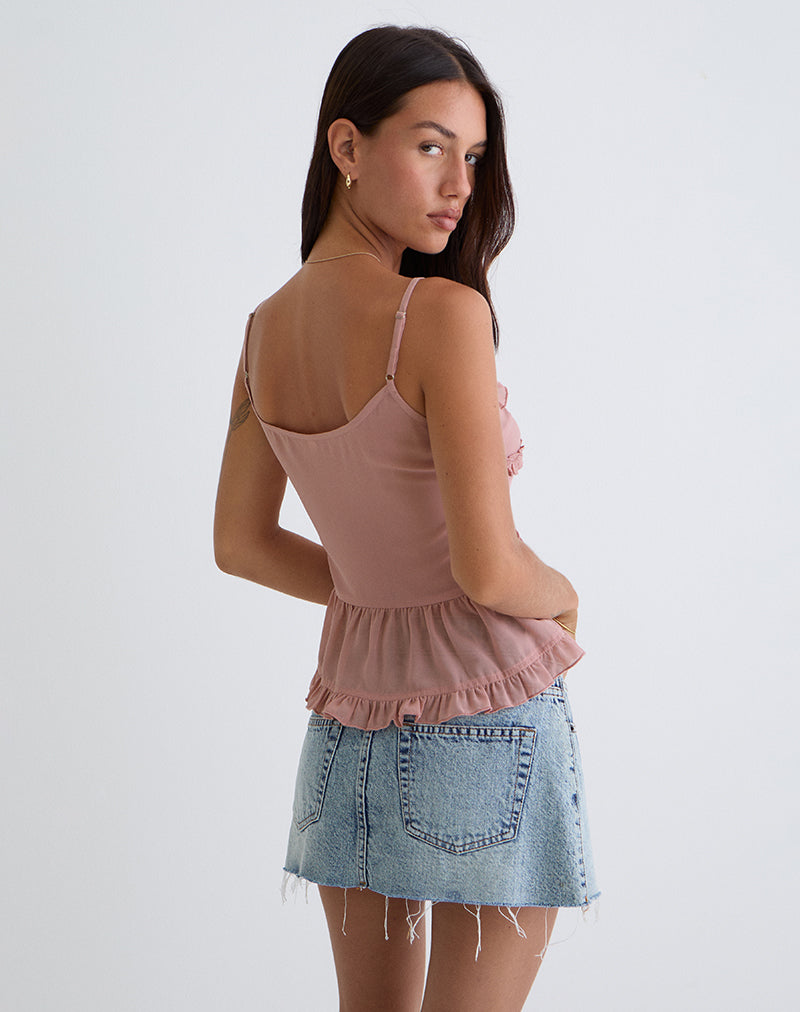 Bild von Raeya Tie Front Cami Top aus Chiffon Pink