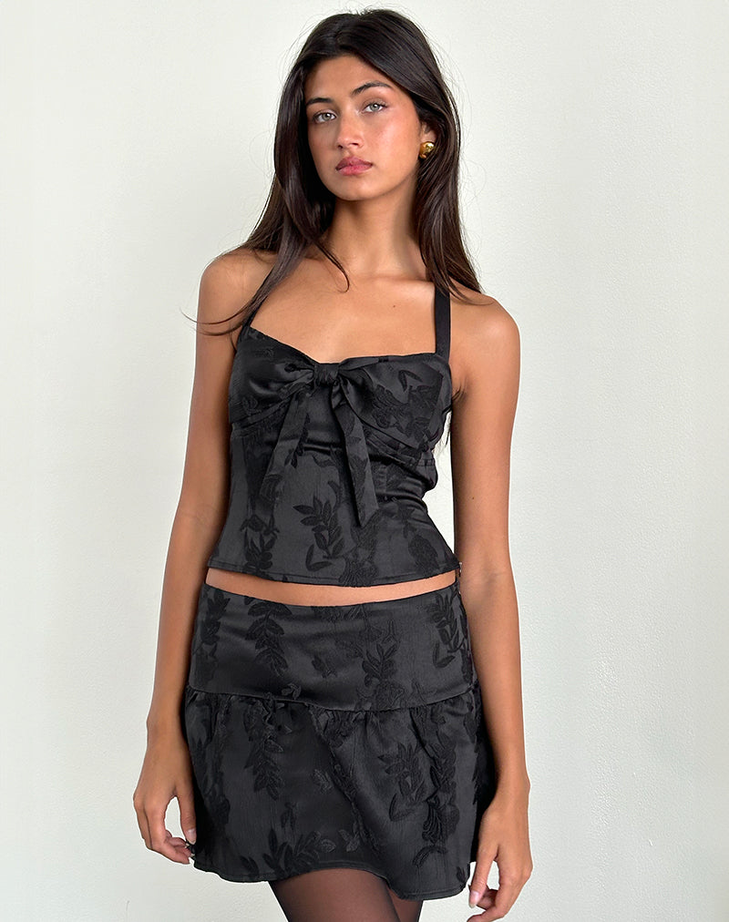 Bild von Raffita Minirock aus Satin Jacquard Schwarz