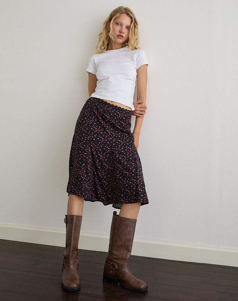 Rahyu Midirock in Dunkelrosa Rose Schwarz