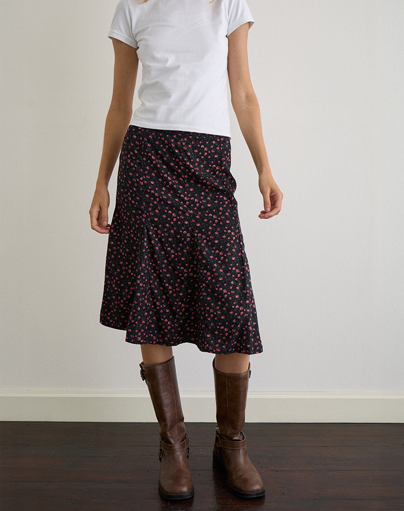 Rahyu Midirock in Dunkelrosa Rose Schwarz