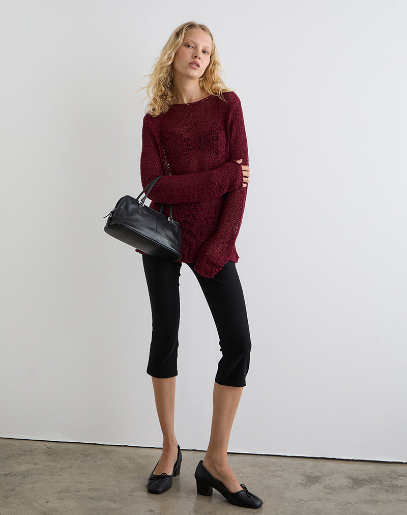 Bild von Rajiya Open Weave Pullover in Burgundy