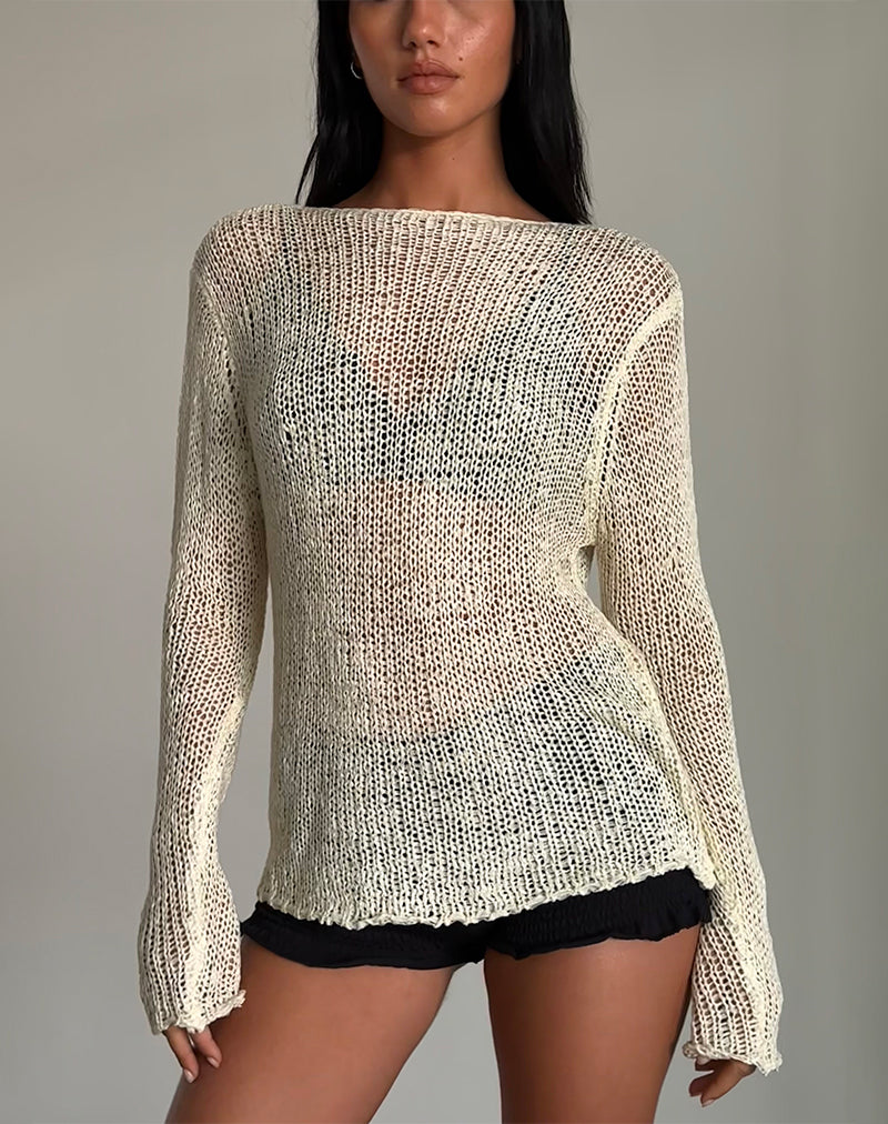 Bild von Rajiya Open Weave Pullover in Elfenbein