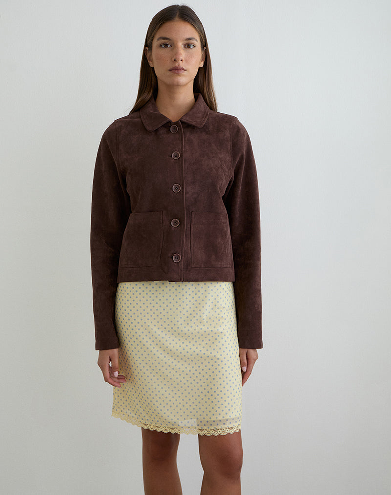 Bild des Rajuli Midi-Rocks in Gelb mit kompakten grauen Punkten