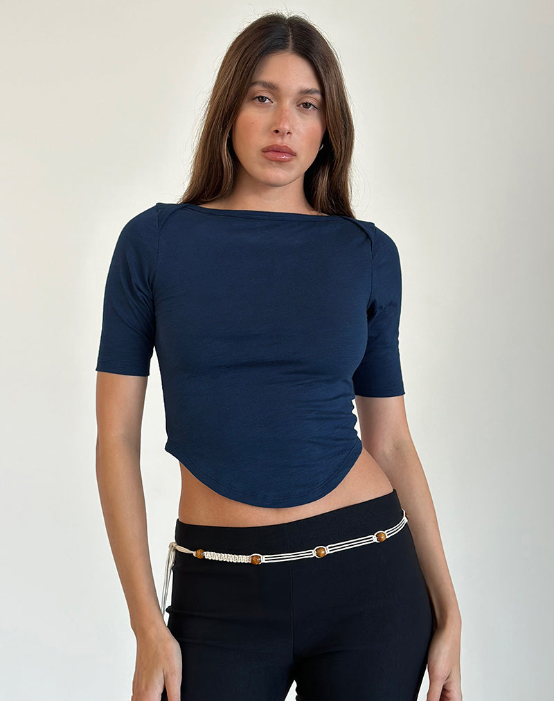 Bild von Ralda Curved Jersey Tee in Navy
