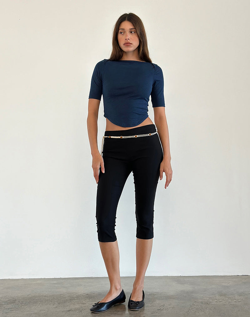 Ralda Gebogenes Jersey Tee in Marineblau