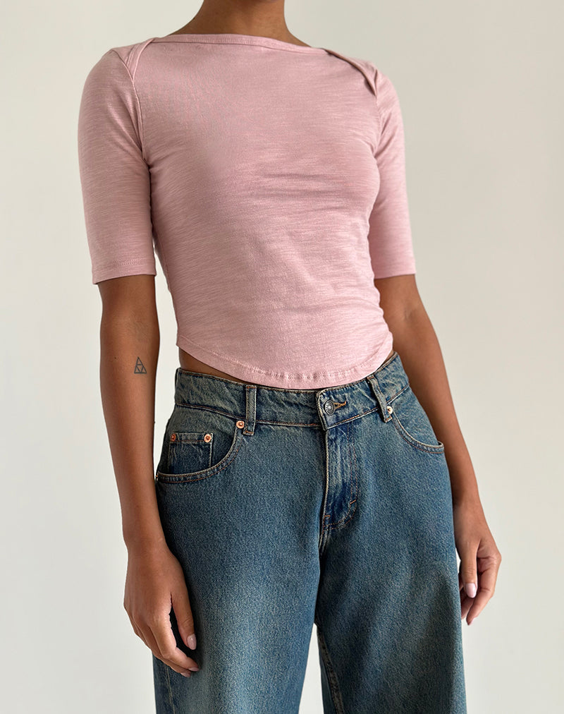Ralda Gebogenes Jersey Tee in Pink Lady