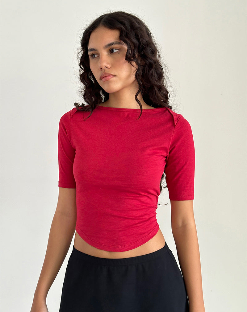 Bild von Ralda Curved Jersey Tee in Adrenalinrot