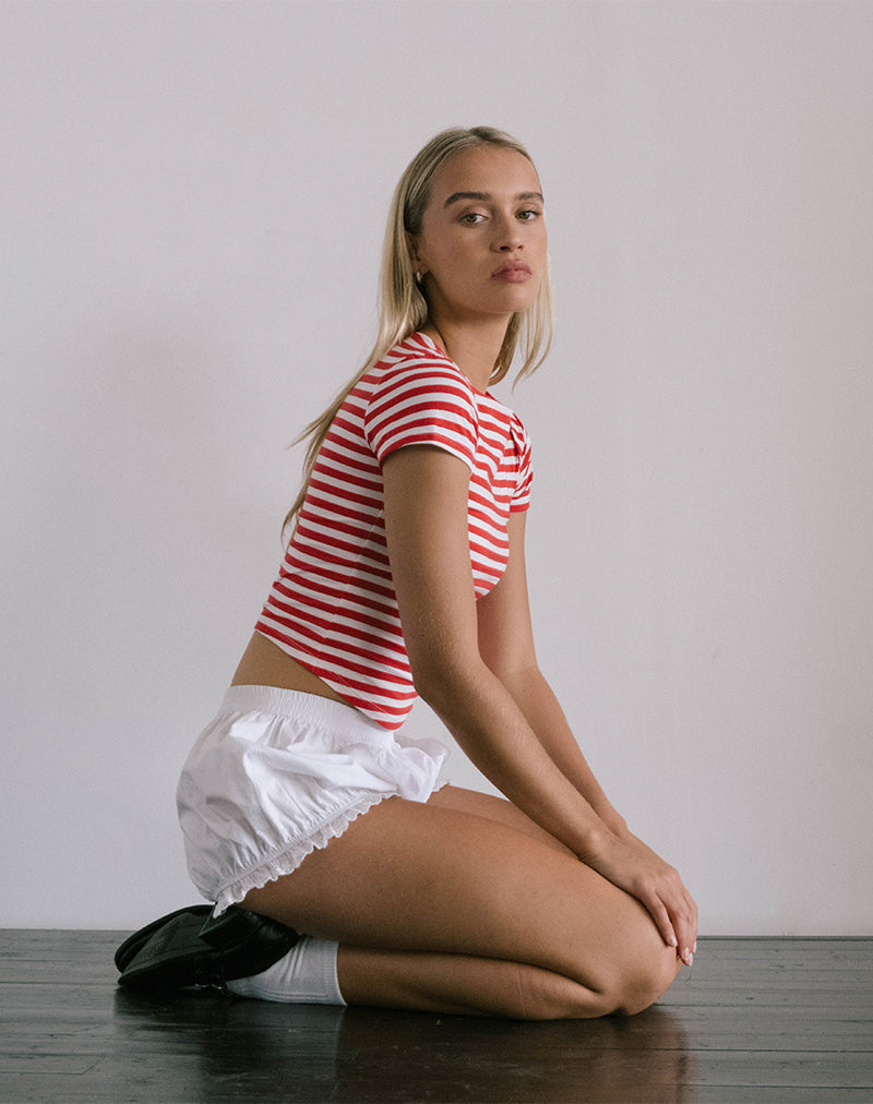 Abbildung des Ralina Tops in Rot und Weiß gestreift