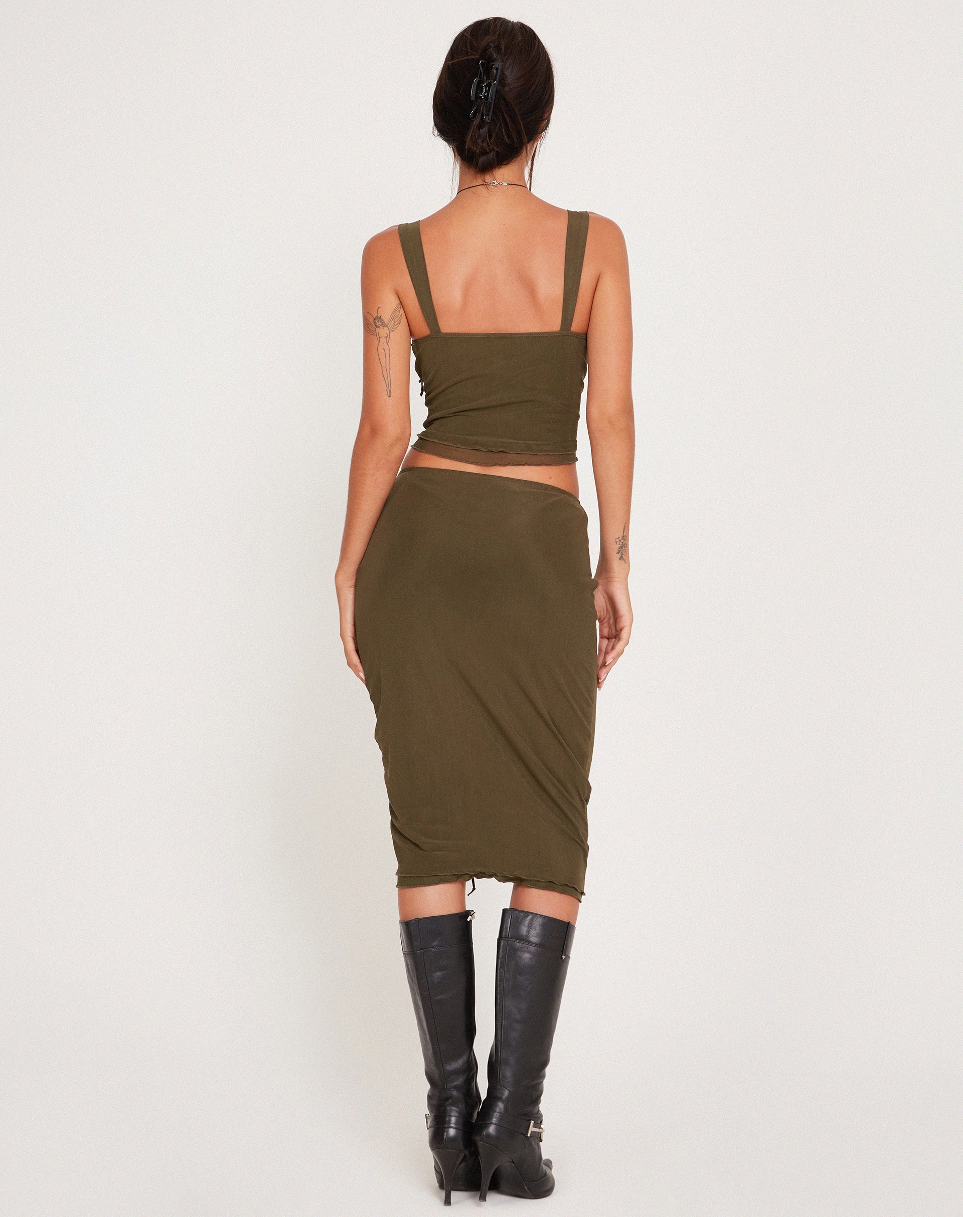 Image of Raline Vest Top aus Mesh Dark Olive