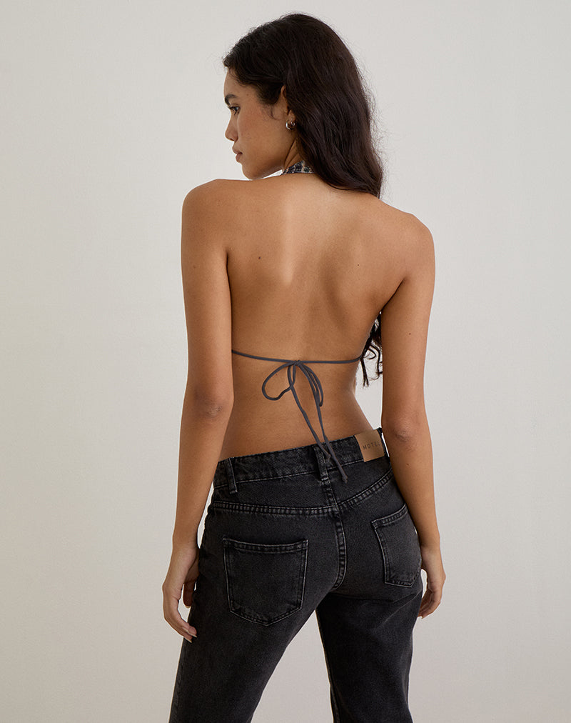 Image of Ramilo Top aus Pailletten Vintage Check Braun