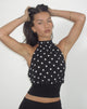 Image of Rania Rückenfreies Top in Schwarz-Weiß mit Polka Dot