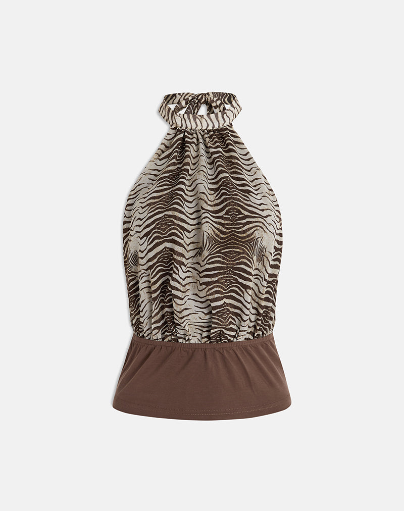 Image of Rania Top aus Chiffon Wild Animal Align Braun
