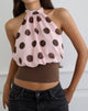 Image of Rania Top aus rosa Chiffon mit auffälligem Polka-Print