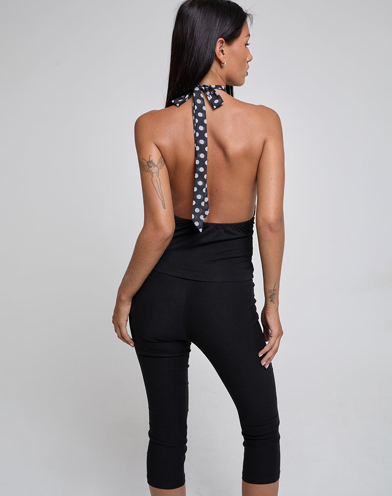 Image of Rania Rückenfreies Top in Basic Polka Schwarz
