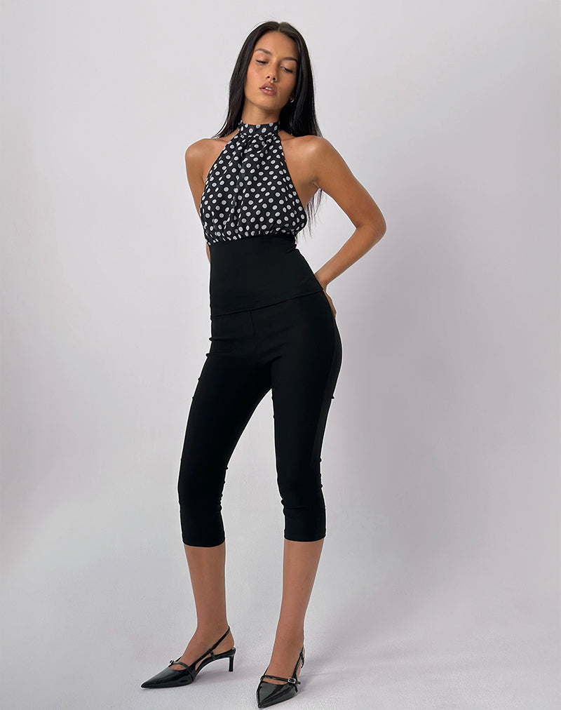 Image of Rania Rückenfreies Top in Basic Polka Schwarz