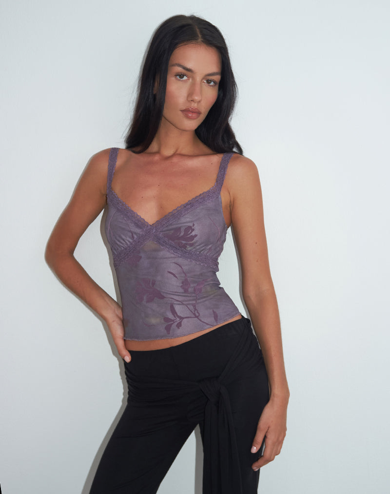 Bild des Rasa Cami-Oberteils in Flare Flower Purple