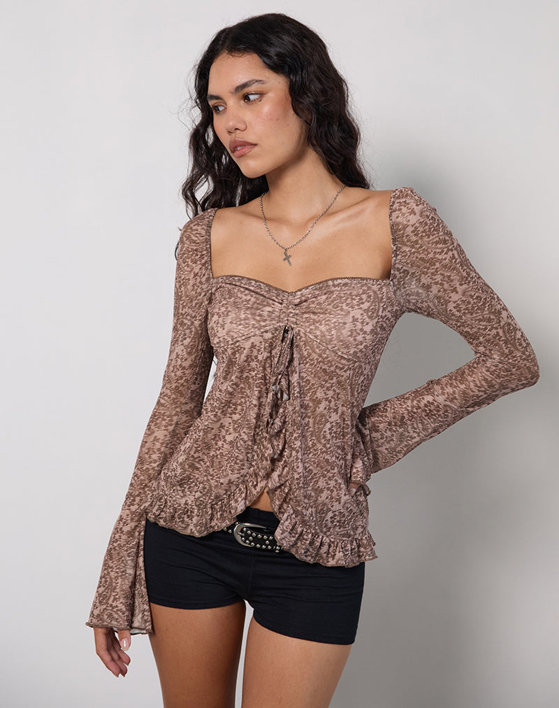 Ratu Top aus Mesh Vintage Paisley Rosa