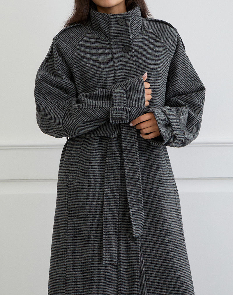 Ravari Trenchcoat mit Gürtel aus kariertem Holzkohlenstoff