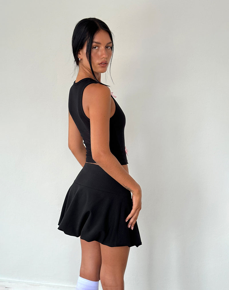 Image of Rave Vest Top in Schwarz mit rosa Schleifen