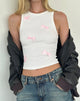 Bild von Rave Vest Top in Off White mit rosa Schleifen