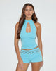 Image of Raziel Hochgeschlossenes Top aus Cupro Aqua