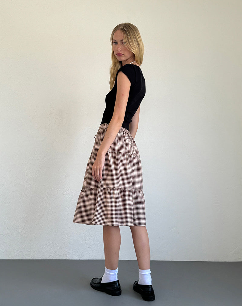 Reef Midirock aus Mini Gingham Braun