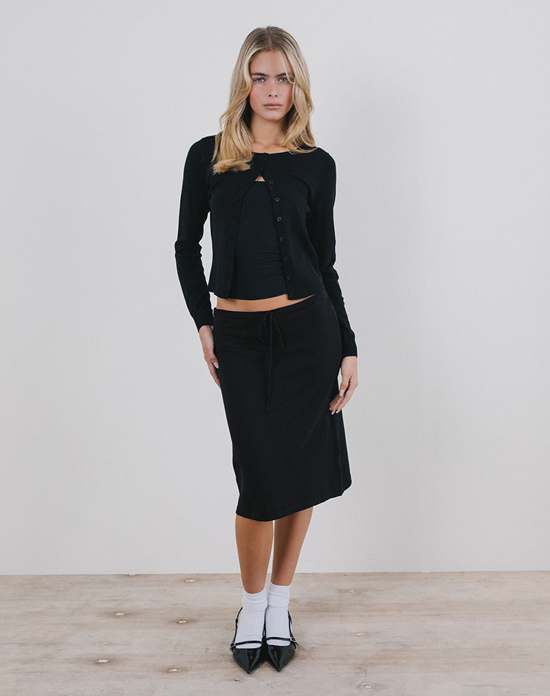 Image of Rella Midirock aus Flachstrick Schwarz
