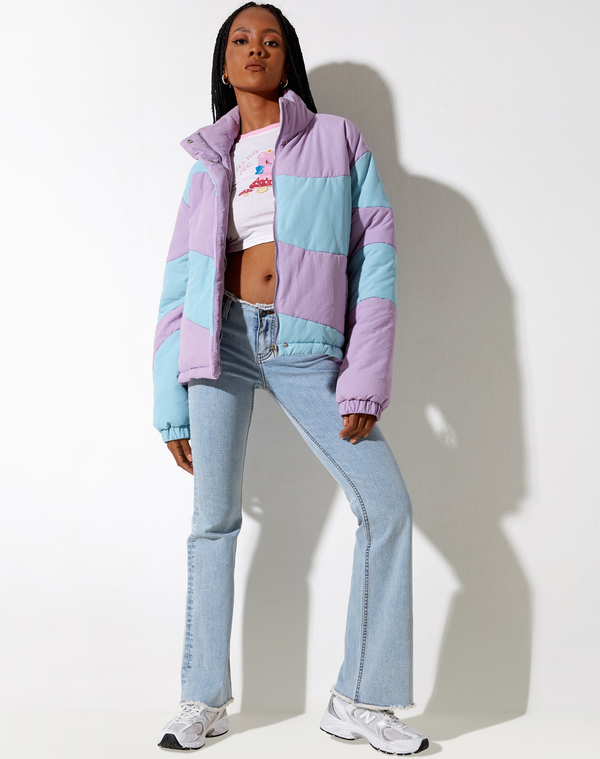 Image of Renee Puffa Jacket in Lila und Blau getäfelt