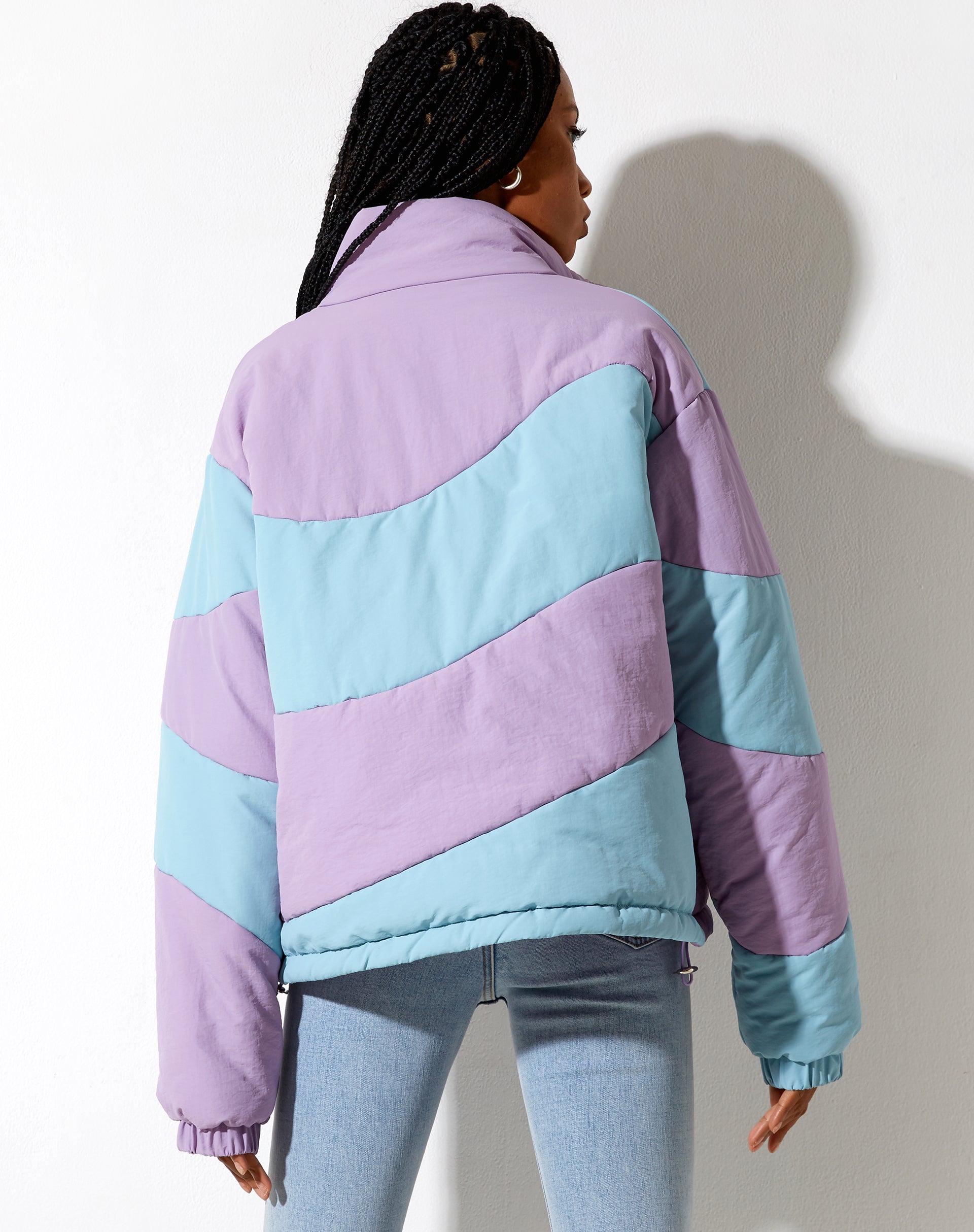 Image of Renee Puffa Jacket in Lila und Blau getäfelt