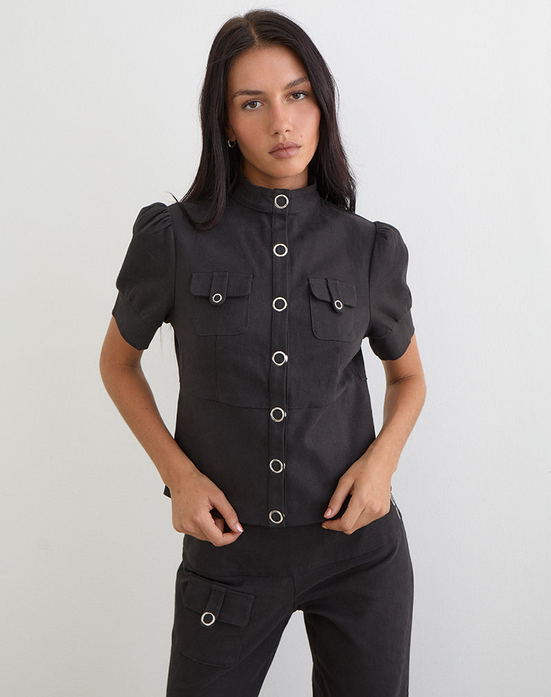 Bild von Renia Button Top in Dunkelgrau
