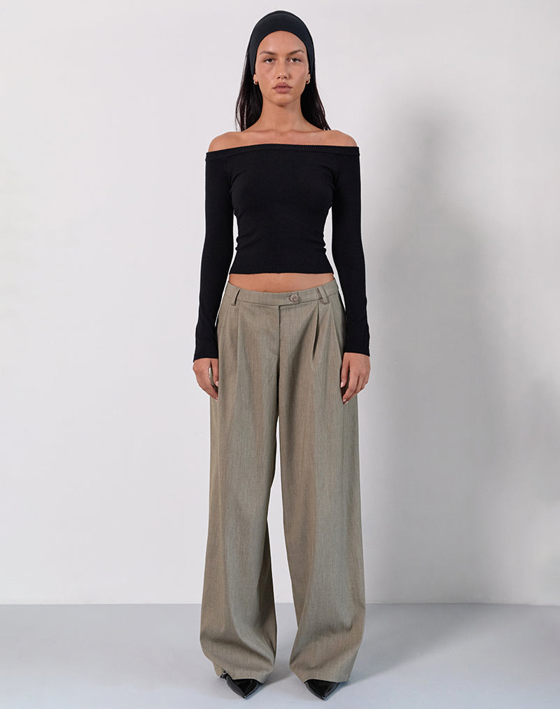 Renie Bardot Top aus schwarzem Strick