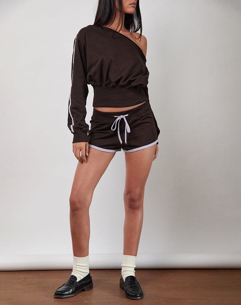 Image of Resata Runner Shorts in Bitter Chocolate mit violettem Einband