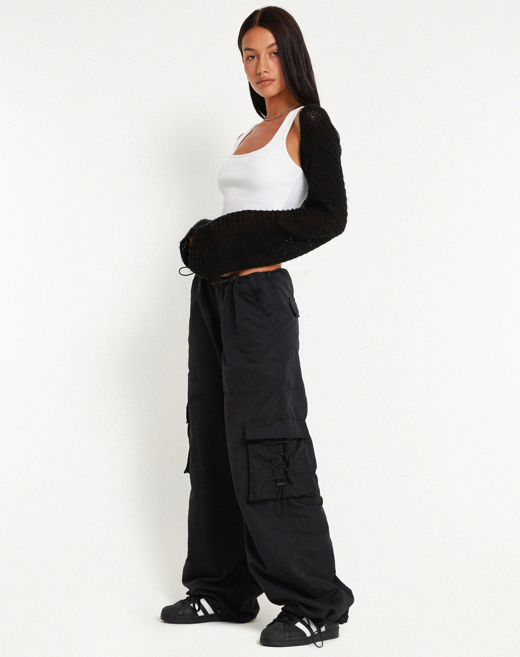 Fabio Cargo-Hose mit weitem Bein in Schwarz