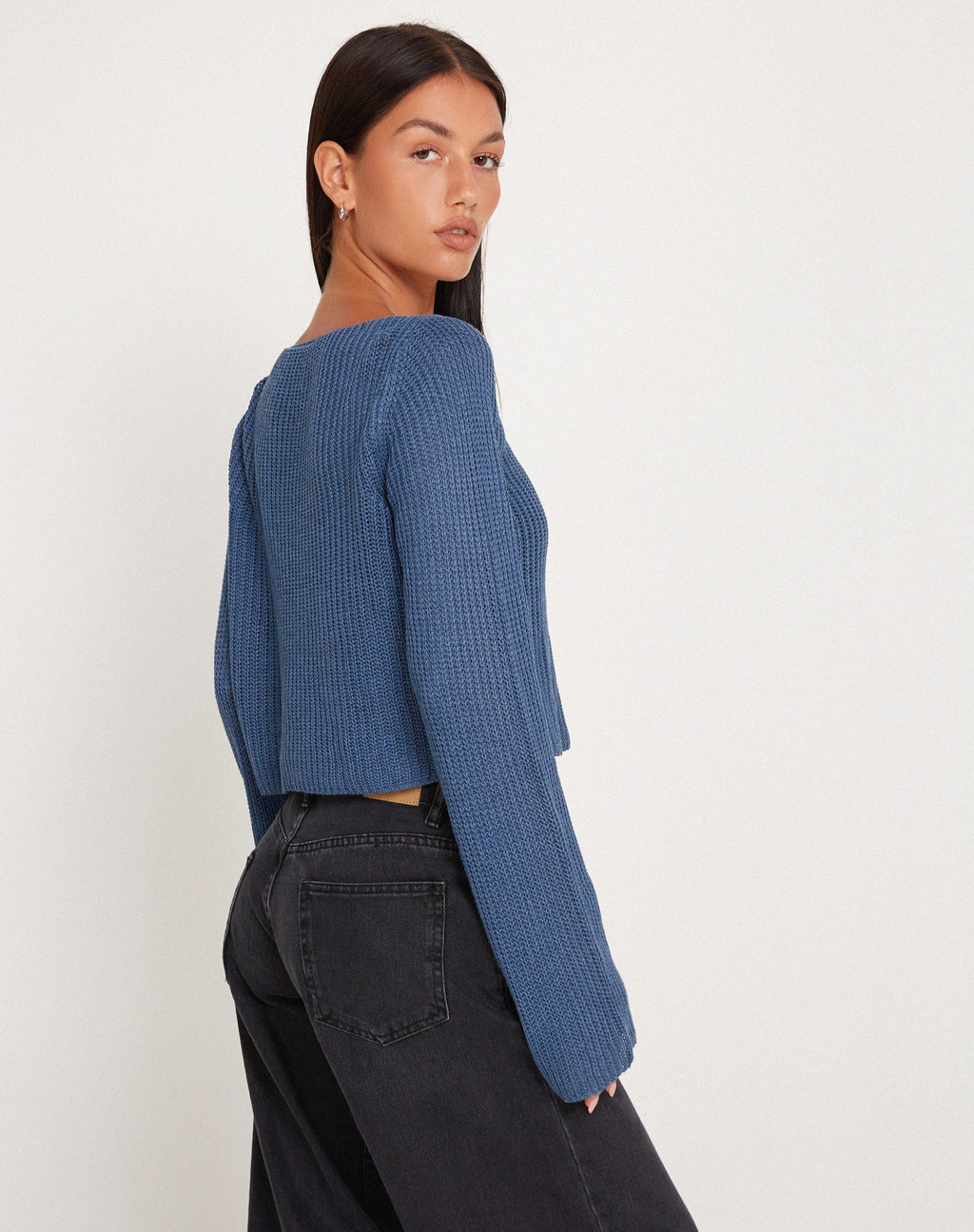 Kazayo Langärmeliges Strick-Top in Mitternachtsblau