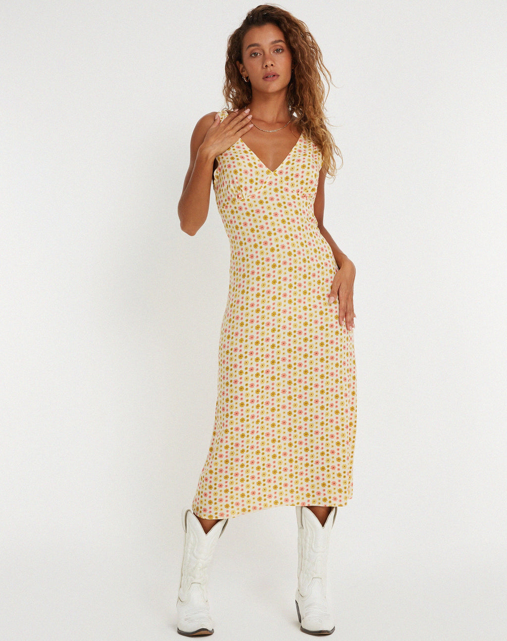 Lisheva Midikleid aus Daisy Chain Creme