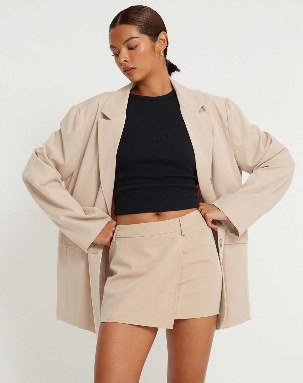 Wahip Minirock in weichem Tailoring Beige