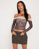 Image of Nagita Langärmeliges Bardot-Top in Botanical Dunkelbraun