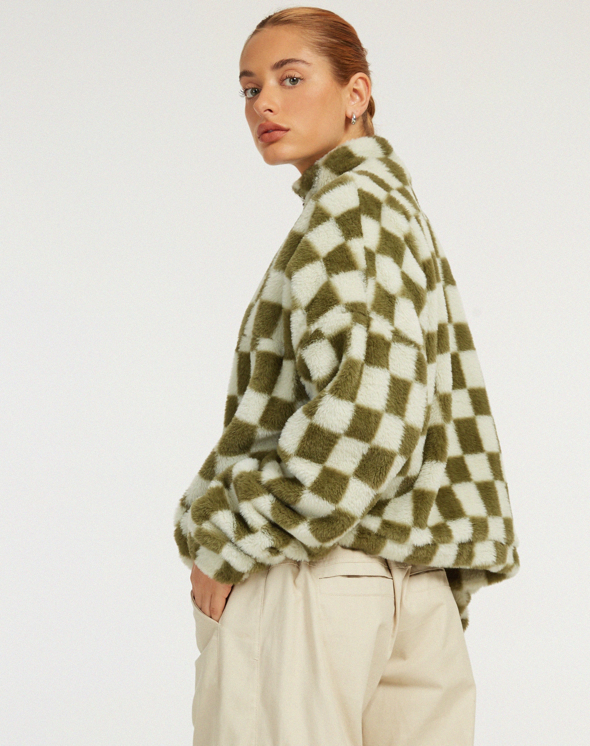 Image of Nero Jacke in kariertem Salbei