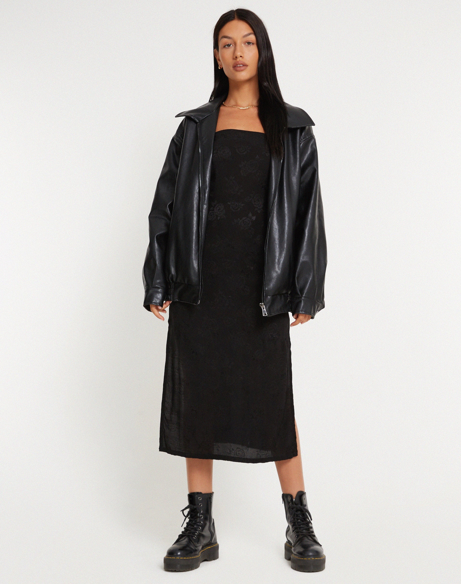 Bild von Nosita Midikleid ist Satin Rose Schwarz