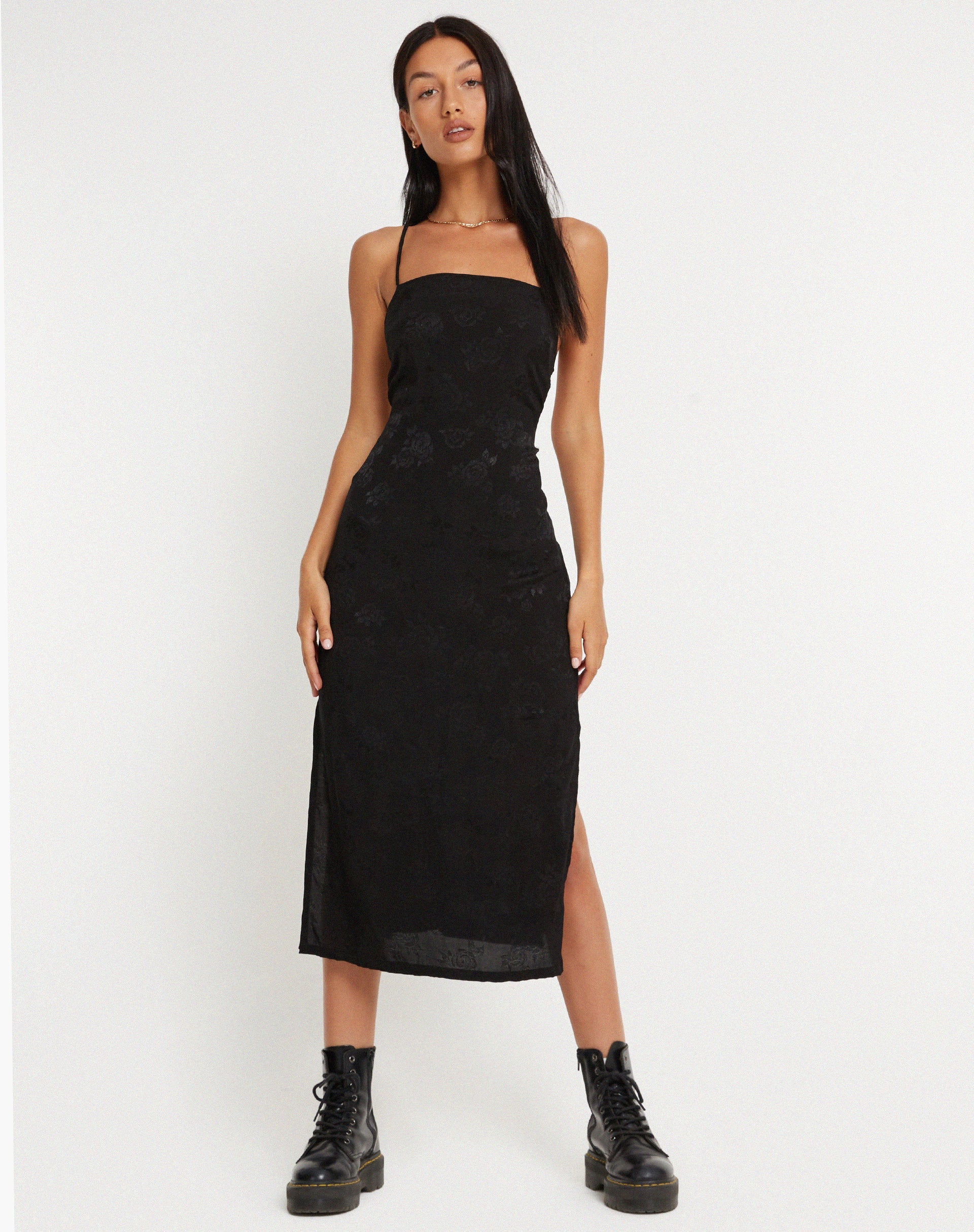 Bild von Nosita Midikleid ist Satin Rose Schwarz