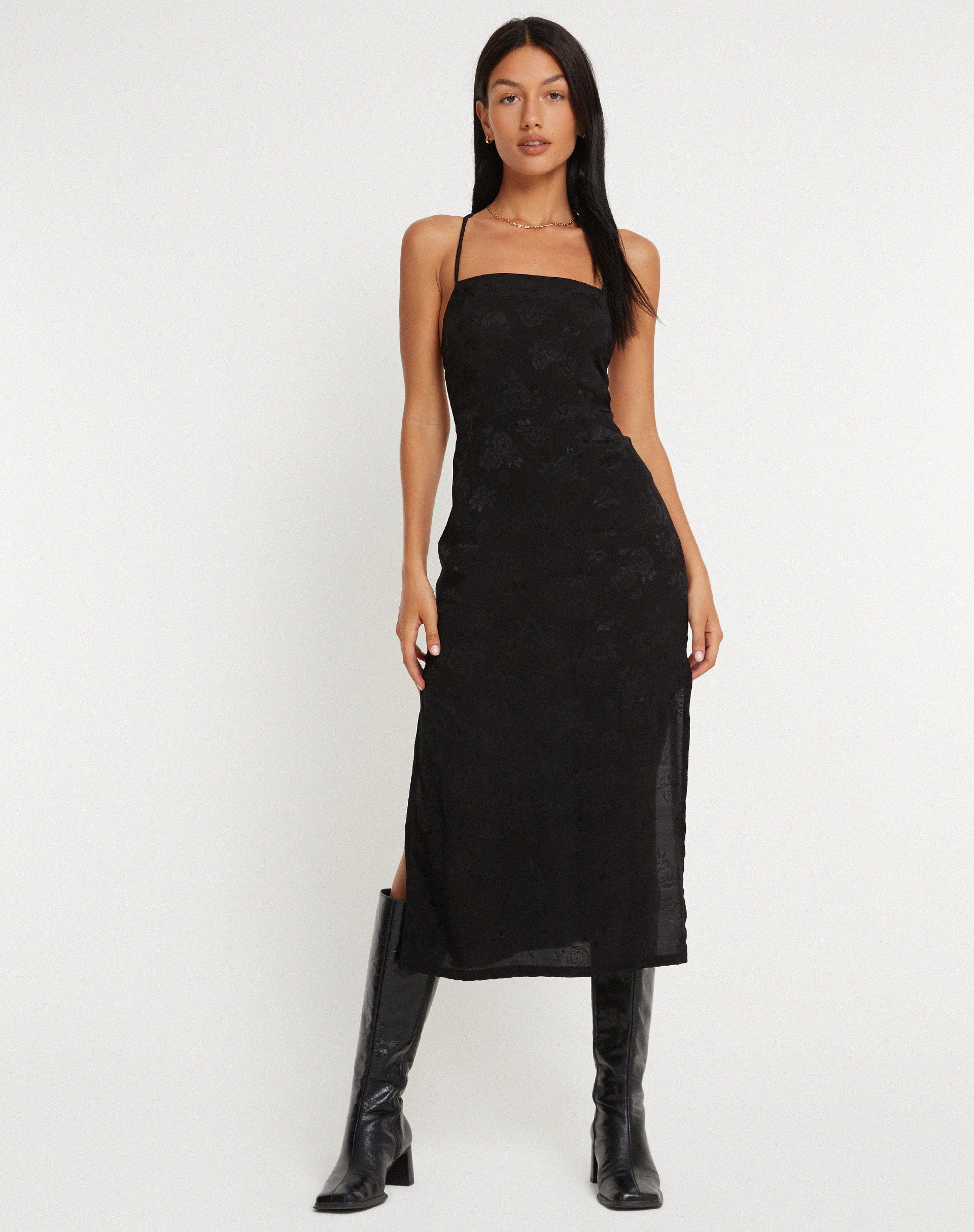 Bild von Nosita Midikleid ist Satin Rose Schwarz